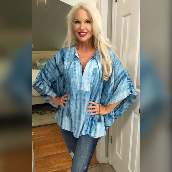 LAST 1! 💕Amazing dolman tie front tie dye tunic - Picture 2 of 3